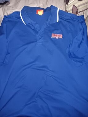 NFL Men's Offical Sideline Polo with White Collar Trim and 'Giants' Logo